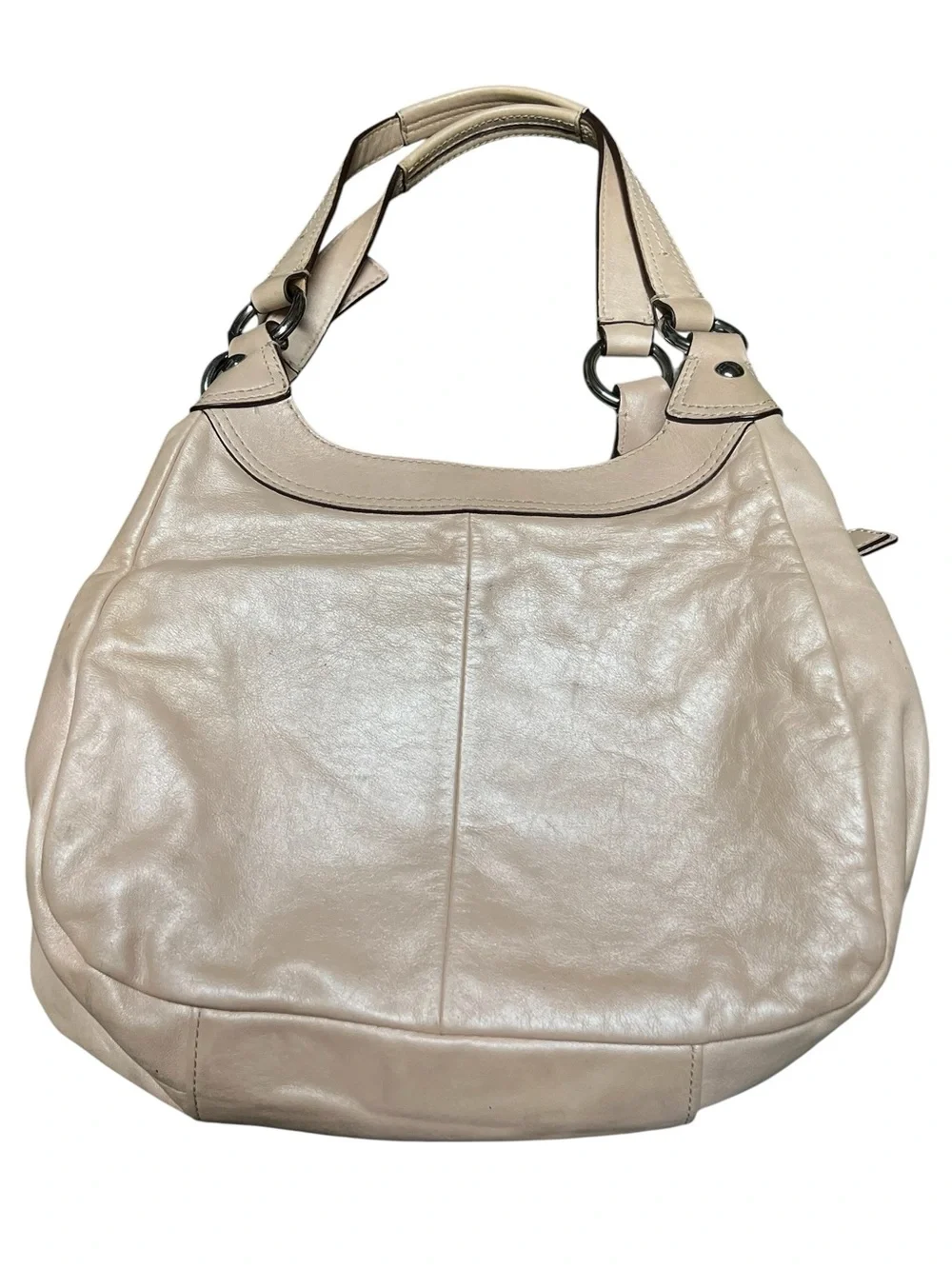 Coach SoHo Lynn shell pink beige leather hobo shoulder bag Y2K
